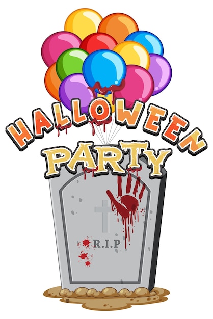 Free vector halloween party text design with grave stone