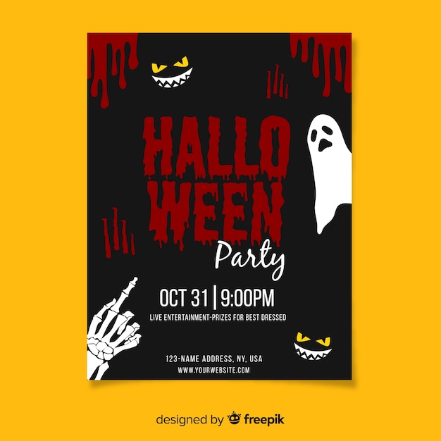 Halloween party with blood poster template