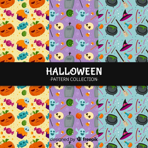 ハロウィーンのパターンの背景セット