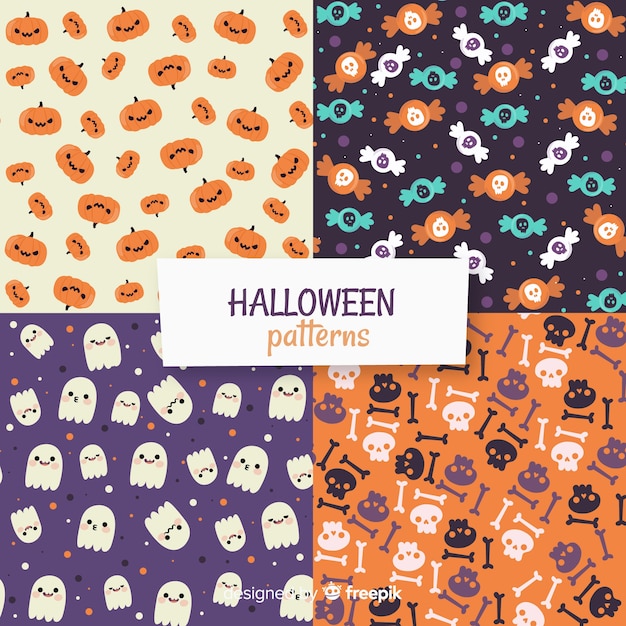 Raccolta di modelli di halloween in design piatto