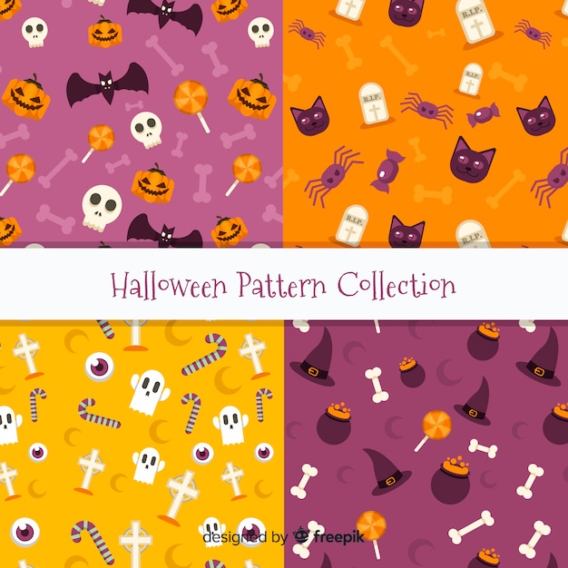 Halloween pattern collection in flat design