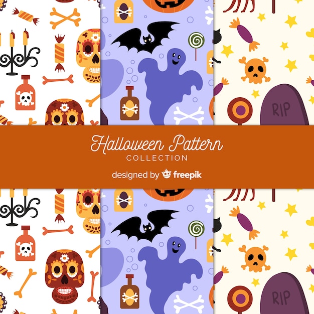 Halloween pattern collection in flat design