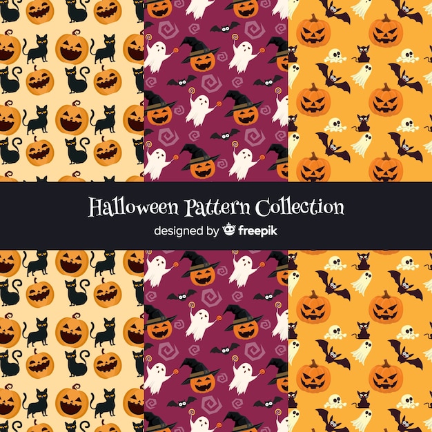 Halloween pattern collection in flat design