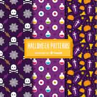 Free vector halloween pattern collection in flat design