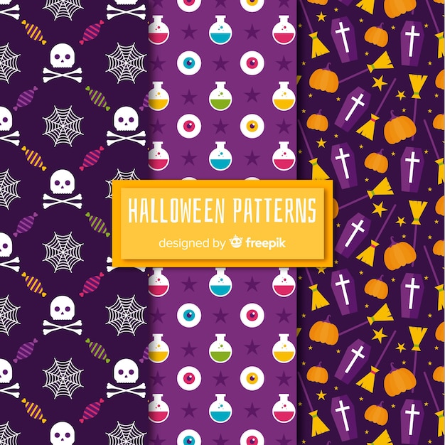 Halloween pattern collection in flat design