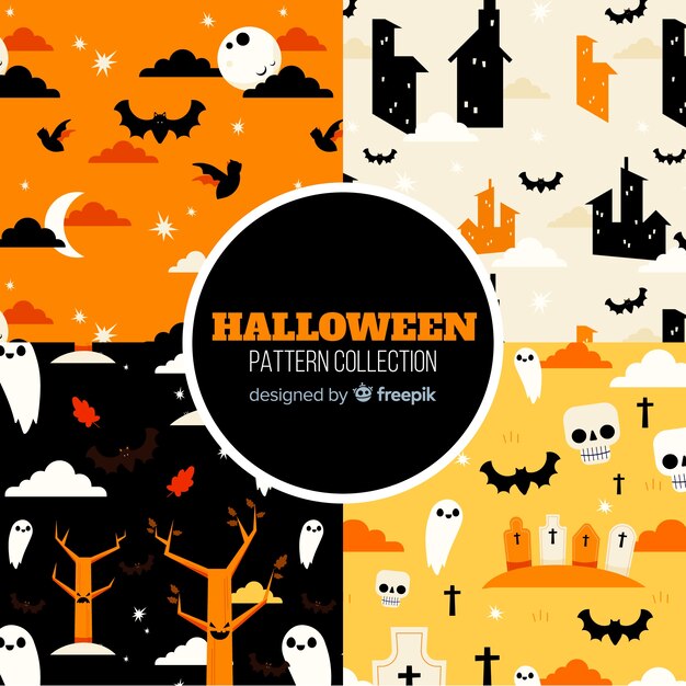 Halloween pattern collection in flat design