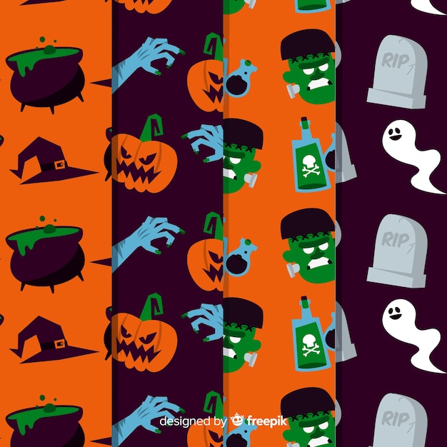 Halloween pattern collection flat design