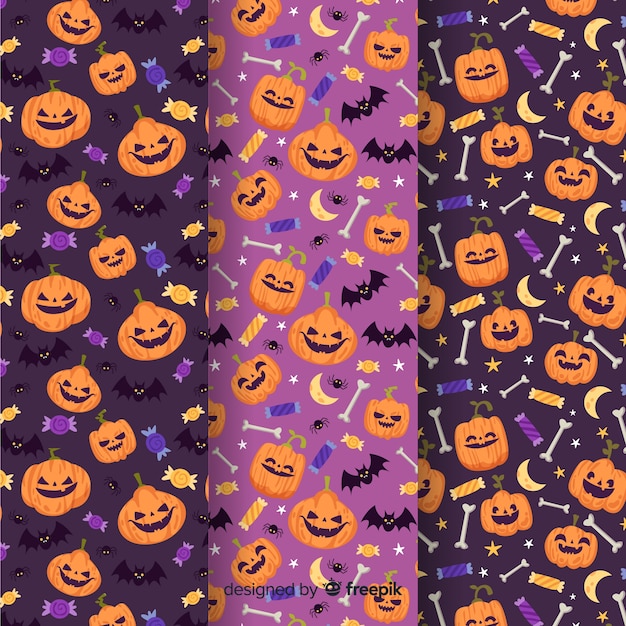 Halloween pattern collection flat style