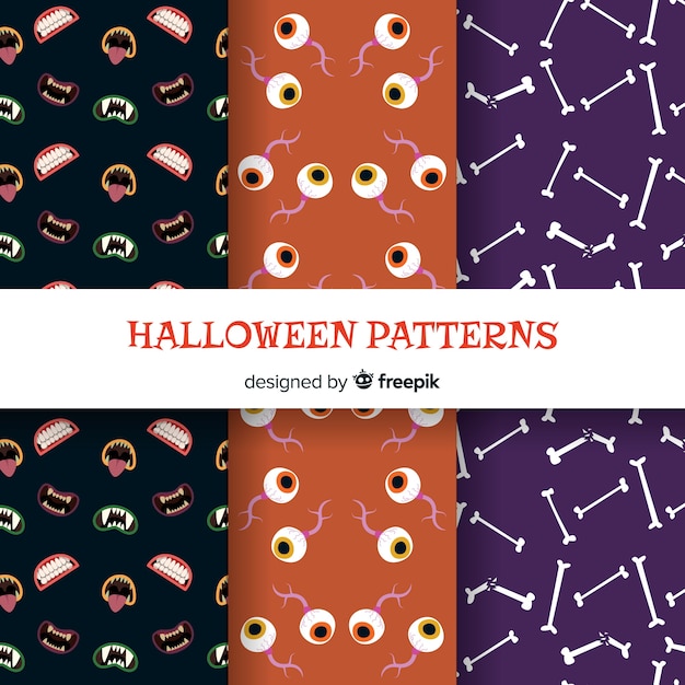 Free Vector halloween pattern collection with flat design