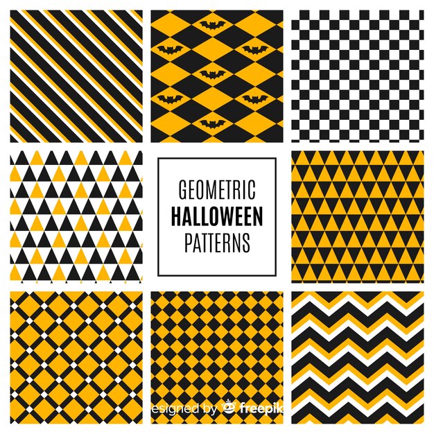 Halloween pattern collection with geometric design