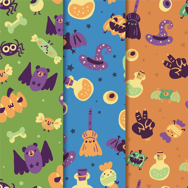 Free vector halloween pattern collection