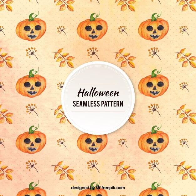 Halloween pattern with pumpkins and vegetation