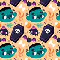 Free vector halloween pattern with scary elements