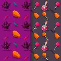 Free vector halloween patterns watercolor style