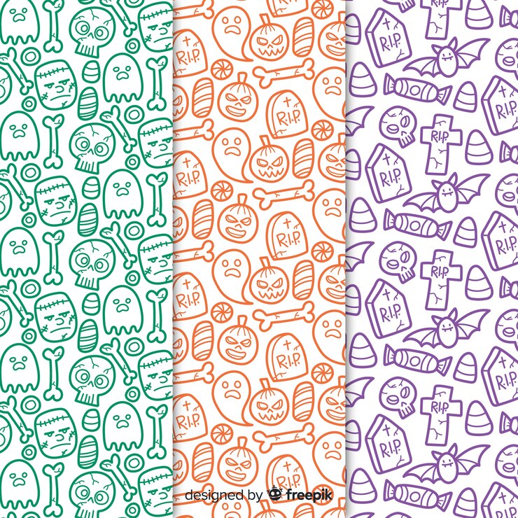 Free Vector halloween patterns with drawings 