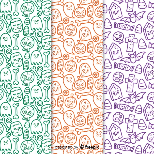 Halloween patterns with drawings 