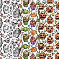 Free vector halloween patterns with drawings