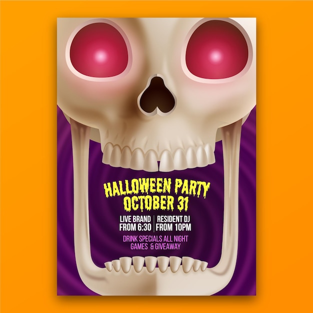 Vettore gratuito concetto di modello di poster di halloween