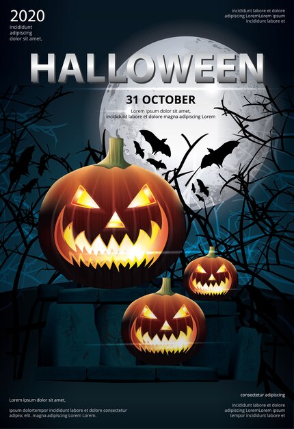 Хэллоуин плакат шаблон дизайна векторные иллюстрации