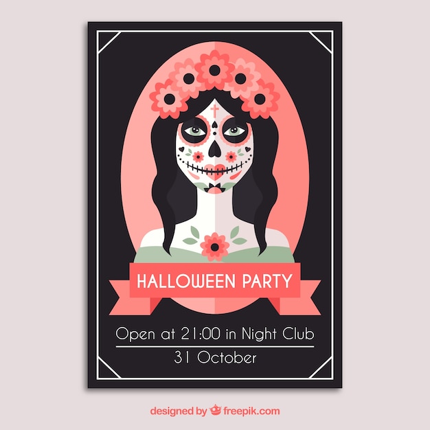 Halloween poster with a catrina skull