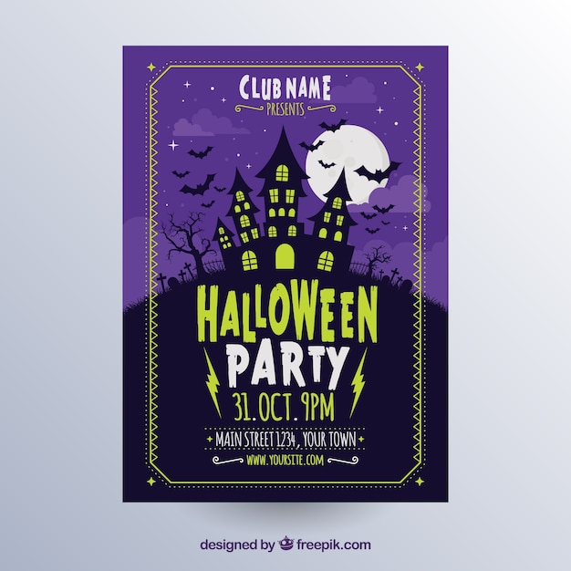 Halloween poster with creepy house