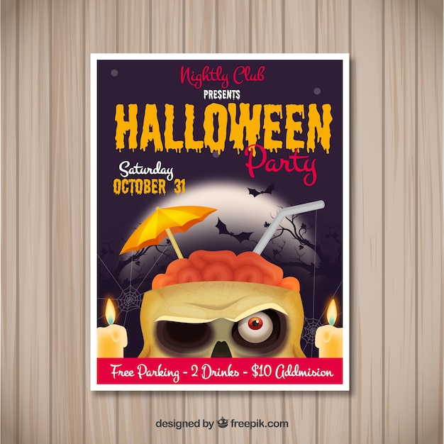 Free vector halloween poster with funny zombi