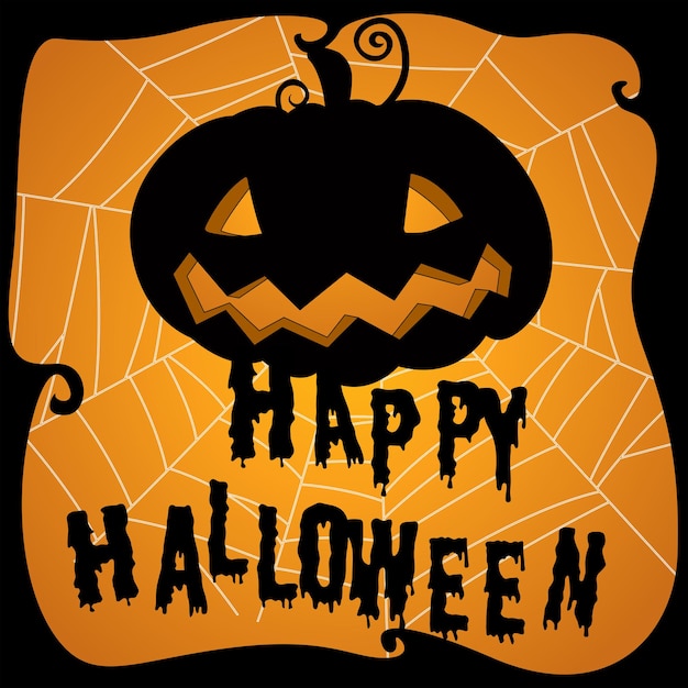 Free vector halloween poster with pumpkin and web