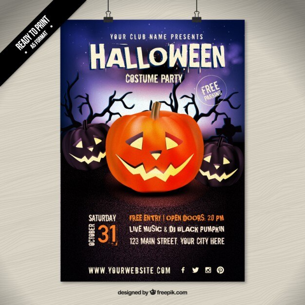Halloween poster with realistic pumpkins