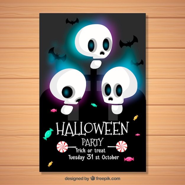 Плакат хэллоуина с черепами