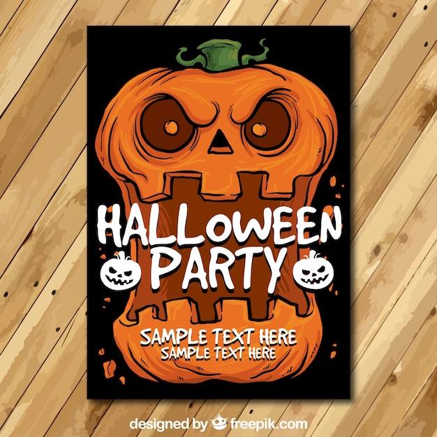 Halloween poster with terrifying pumpkin