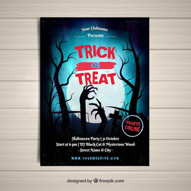 Free vector halloween poster with zombies