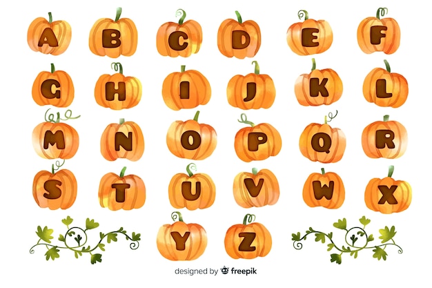 Free vector halloween pumpkin alphabet