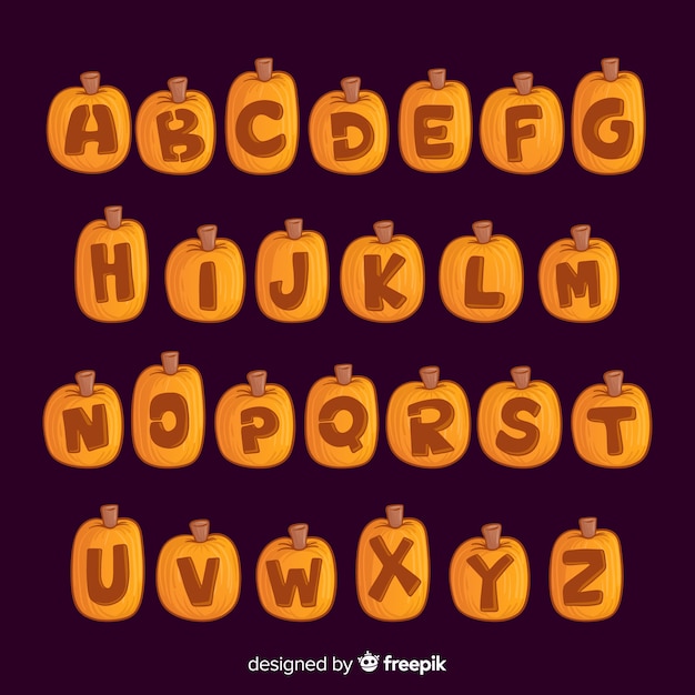 Free vector halloween pumpkin alphabet