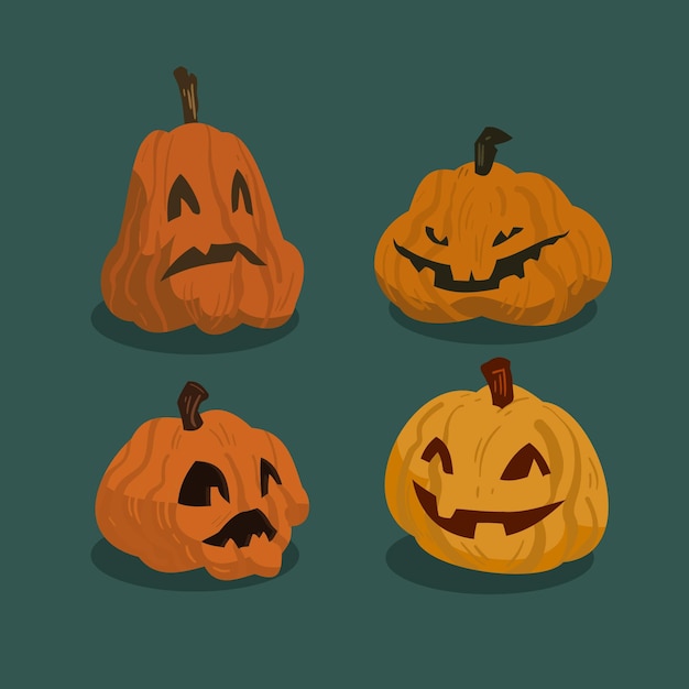 Free vector halloween pumpkin collection in flat design