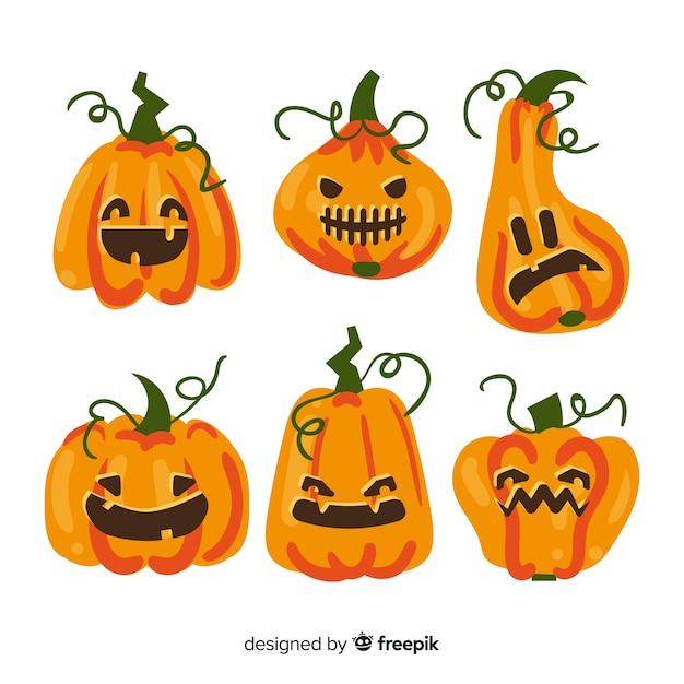 Halloween pumpkin collection hand drawn design