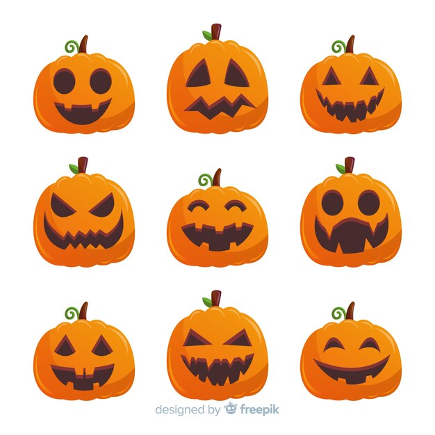 Halloween pumpkin collection with flat design