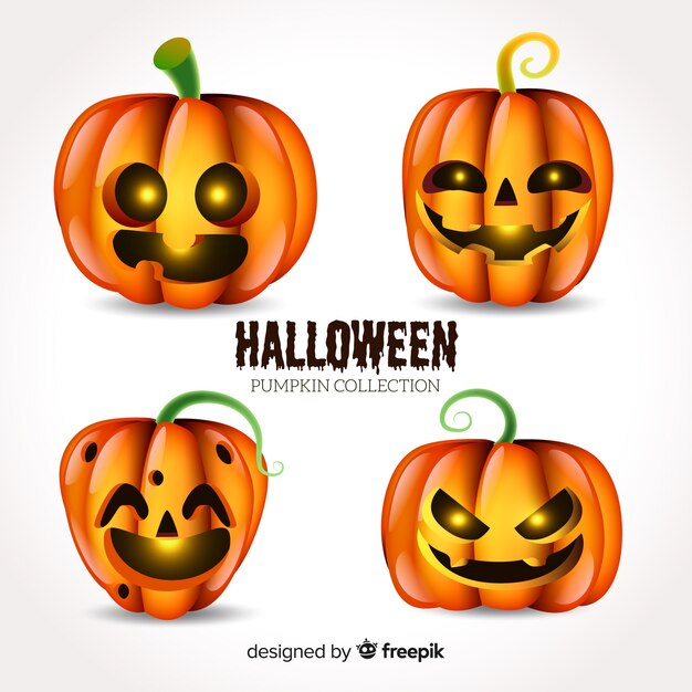 Halloween pumpkin collection with realistic design