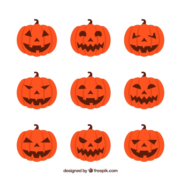 Free vector halloween pumpkin collection