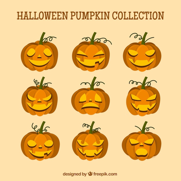 Free vector halloween pumpkin collection