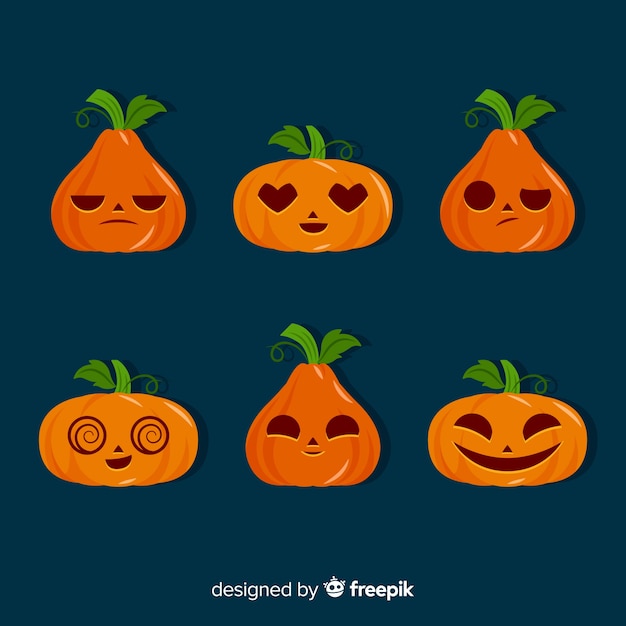 Vettore gratuito collezione di zucca di halloween