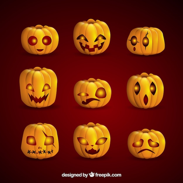 Halloween pumpkin pack with lighted eyes