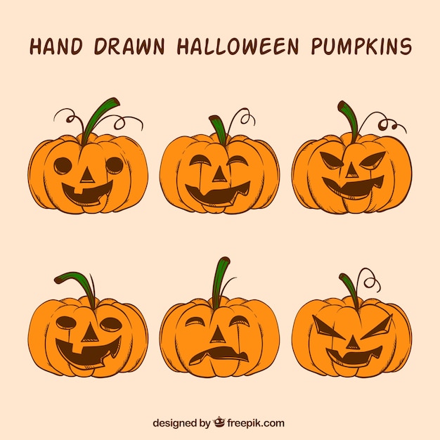 Free vector halloween pumpkin set