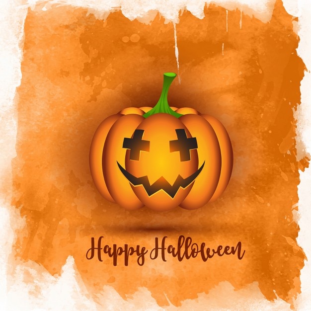 Free vector halloween pumpkin on a watercolor background