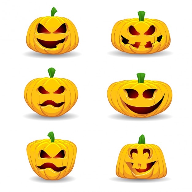 Бесплатное векторное изображение halloween pumpkins коллекция