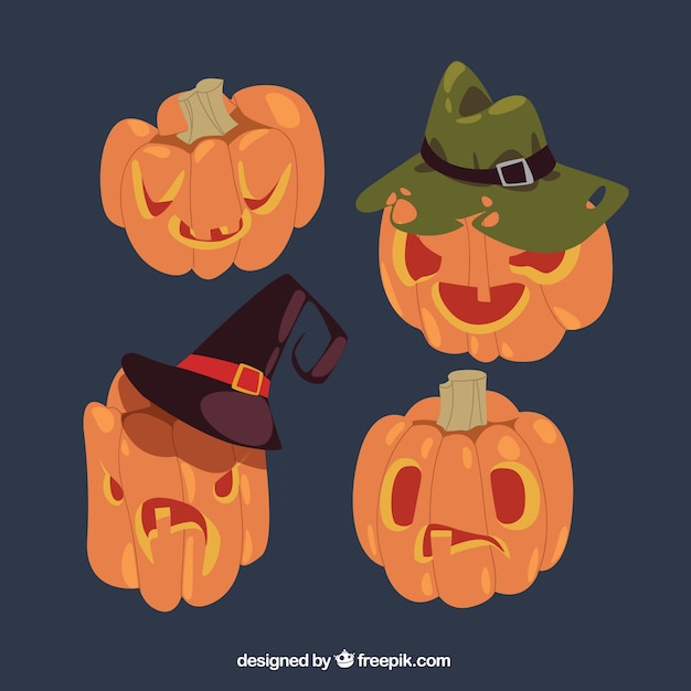 Free vector halloween pumpkins with fun style