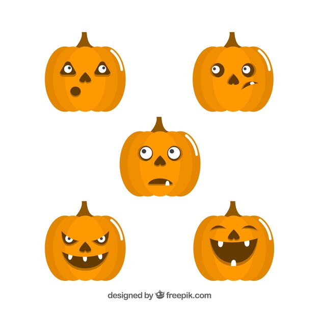 Halloween pumpkins with funny faces