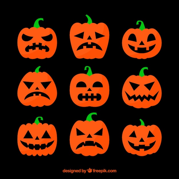 Free vector halloween pumpkins with spooky style