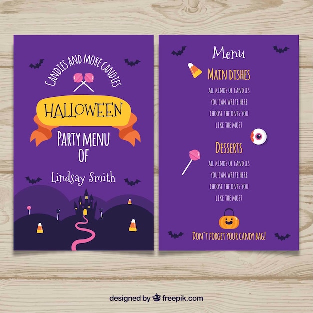 Halloween purple menu