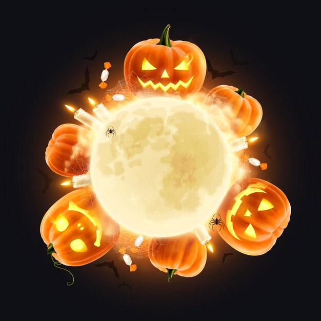 Бесплатное векторное изображение Реалистичная композиция на хэллоуин