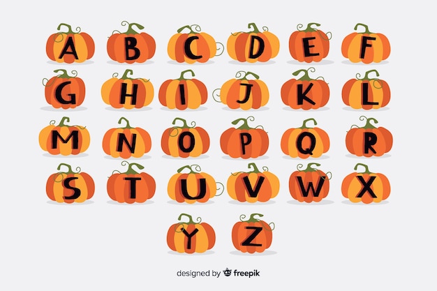 Free vector halloween ribbing pumpkin alphabet